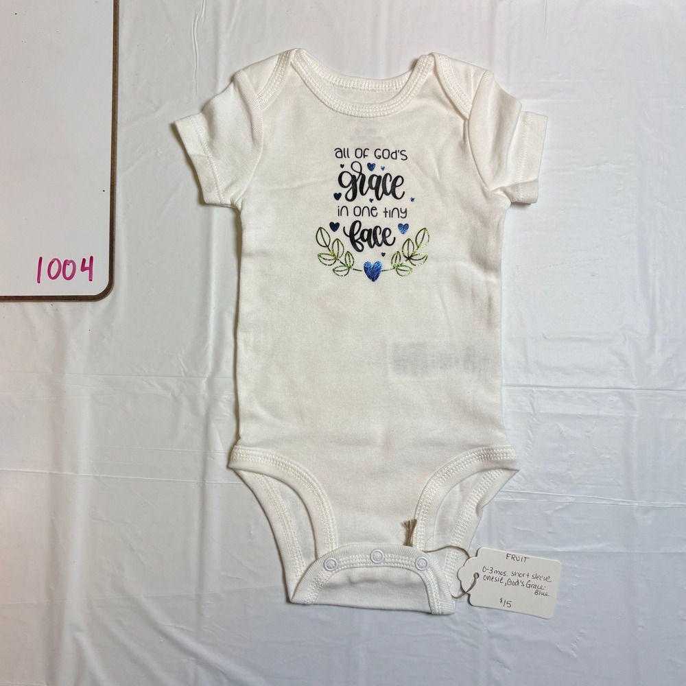 Simple Joys Carters White All of Gods Grace Graphic Bodysuit 0-3M Short Sleeve